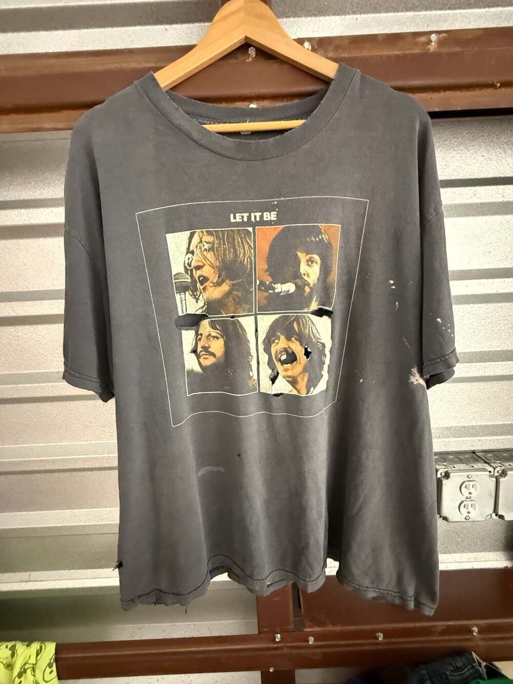 The Beatles Let It Be Band T-Shirt Distressed Graphic Black